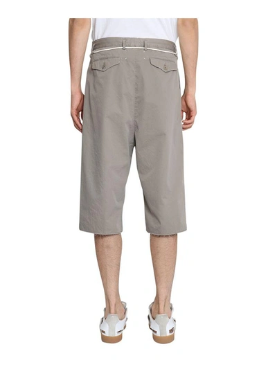 Shop Maison Margiela Belted Cotton Shorts In Beige