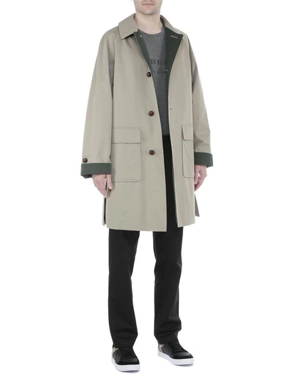 Shop Burberry Cotton Overcoat In Khaki