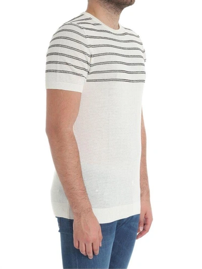Shop Jeordies Striped Polo Shirt In White