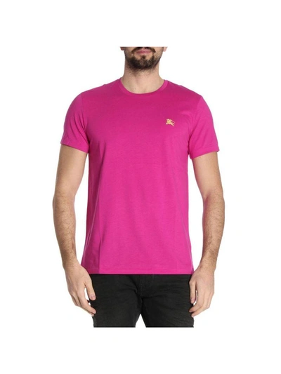 Shop Burberry T-shirt T-shirt Men  In Fuchsia