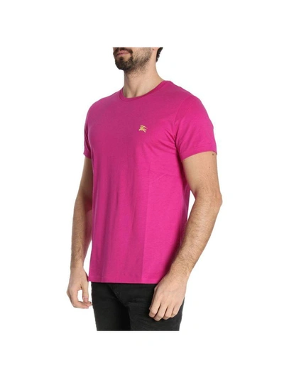Shop Burberry T-shirt T-shirt Men  In Fuchsia