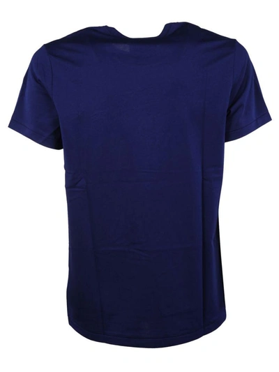 Shop Burberry Logo Embroidered T-shirt In Bright Navy