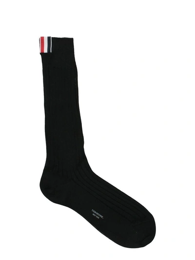 Shop Thom Browne Black Cotton Socks