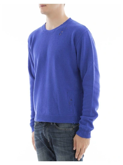 Shop Golden Goose Blue Wool Sweatshirt