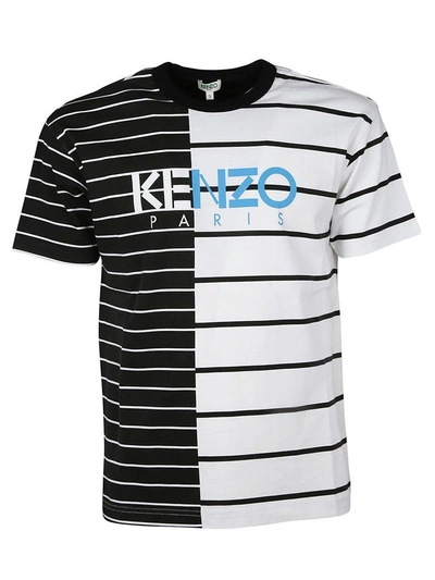 Shop Kenzo Striped Logo T-shirt In Blanc
