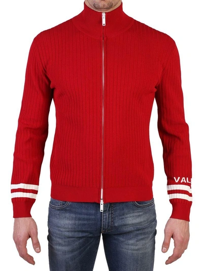 Shop Valentino Red Zipped Cardigan