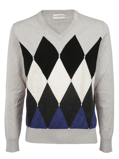 Shop Ballantyne Diamond Pattern Pullover In Gray