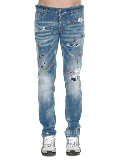 Shop Dsquared2 Slim Fit Jeans In Navy