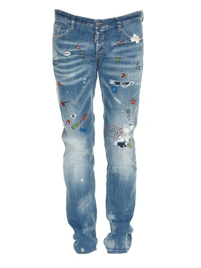 Shop Dsquared2 Slim Fit Jeans In Navy