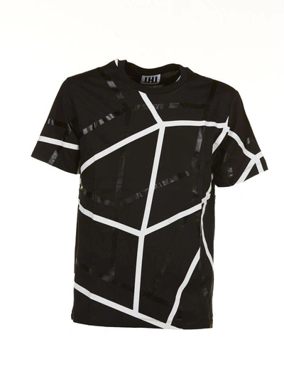 Shop Les Hommes Urban Printed T-shirt In Nero/bianco