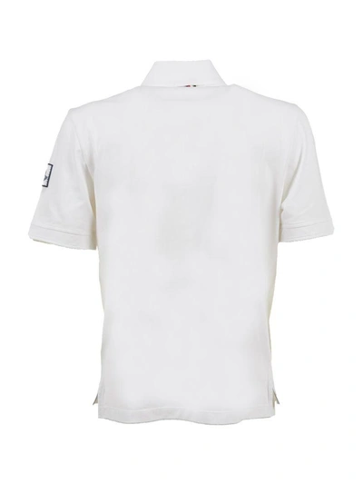Shop Moncler Striped Pocket Polo Shirt In Bianco