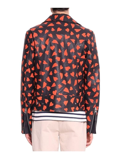Shop Jw Anderson Hearts Leather Jacket In Nero