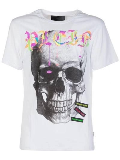 Shop Philipp Plein Skull Print T-shirt In 01white