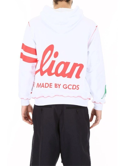 Gcds Logo Print Hoodie In White | ModeSens