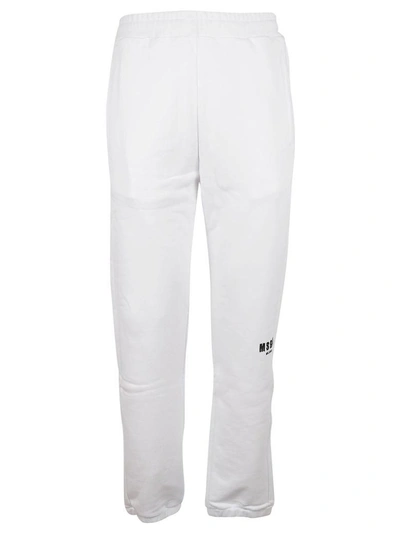 Shop Msgm Logo Print Track Pants In Bianco