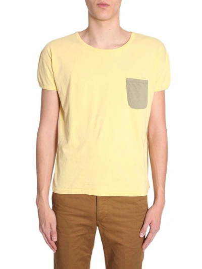 Shop Visvim T-shirt With Contrast Pocket In Giallo