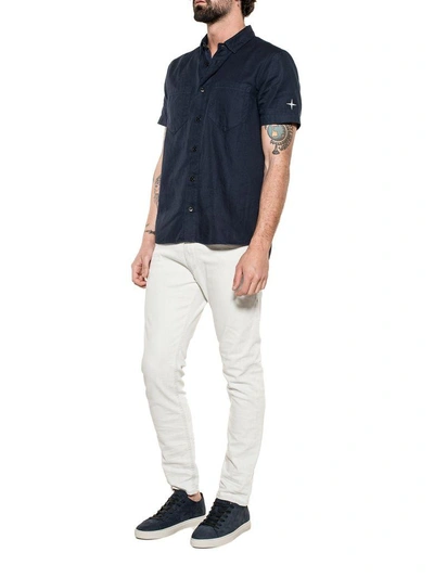 Shop Stone Island Blue Shirt