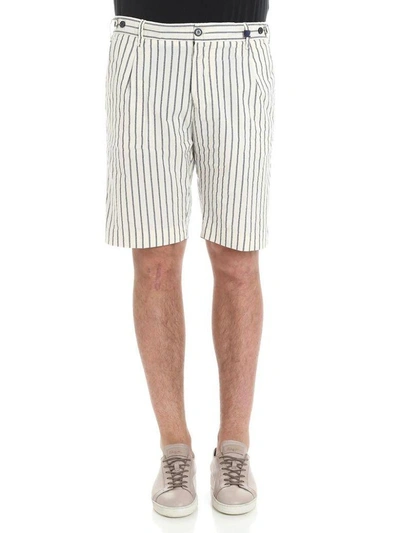 Shop Myths Pinstriped Shorts In White-grey