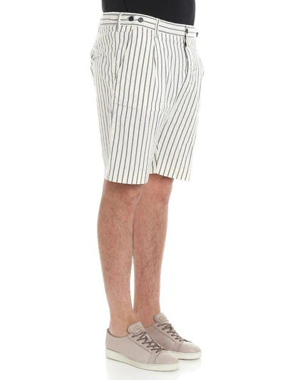 Shop Myths Pinstriped Shorts In White-grey