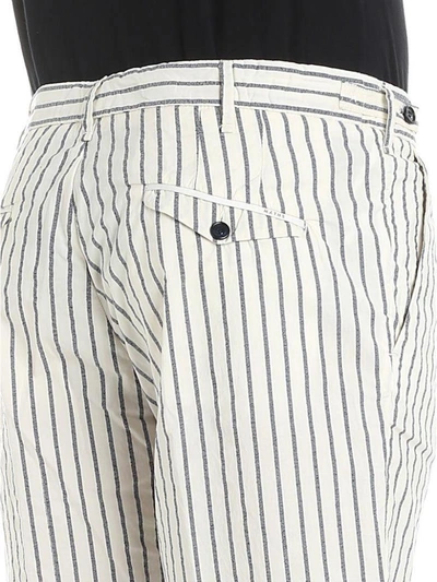 Shop Myths Pinstriped Shorts In White-grey