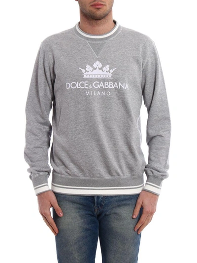 Shop Dolce & Gabbana Crown Dg Logo Sweatshirt In Smelange Grey