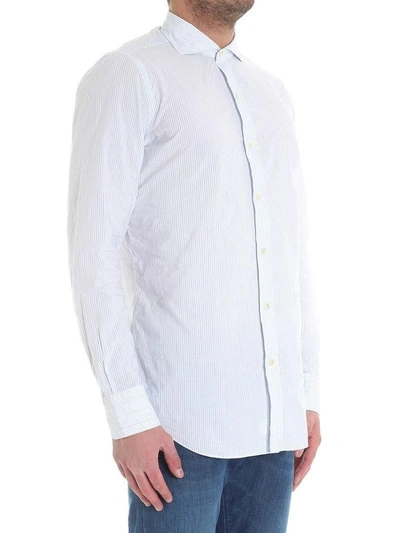 Shop Finamore Cotton Linen Shirt In White