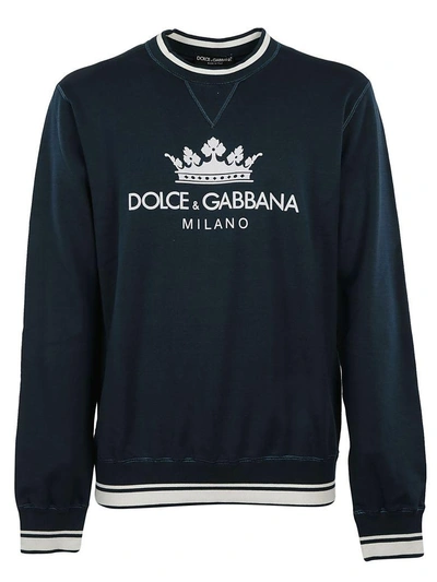 Shop Dolce & Gabbana Crown Logo Sweatshirt In Dark Blue