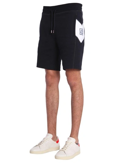 Shop Moncler Cotton Shorts In Blu