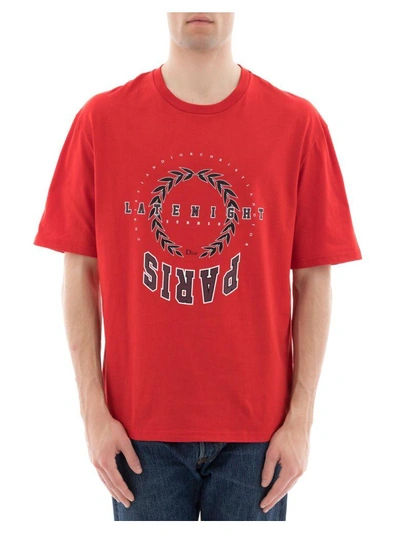 Shop Dior Red Cotton T-shirt