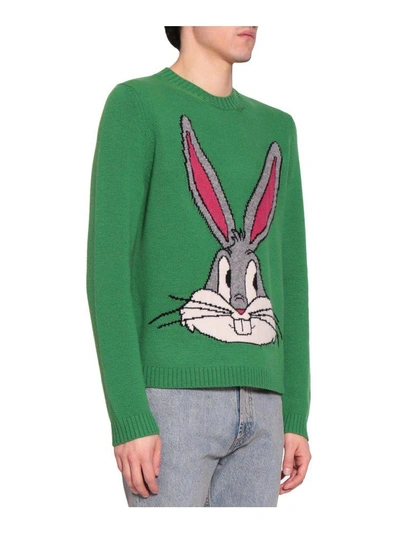 Gucci Bugs Bunny Guccy Knitted Wool Sweater In Green | ModeSens