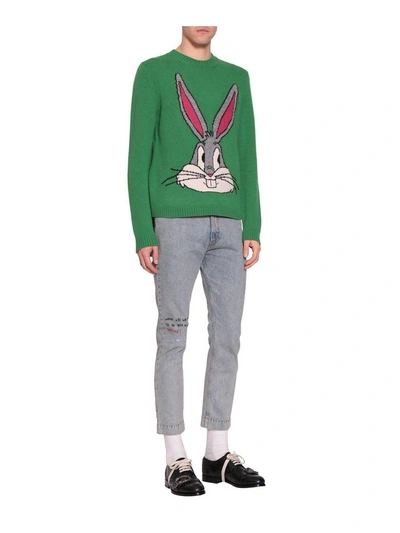 Shop Gucci Bugs Bunny Wool Sweater In Verde