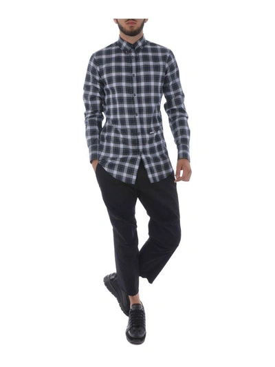 Shop Dsquared2 Checked Shirt In Blu/verde