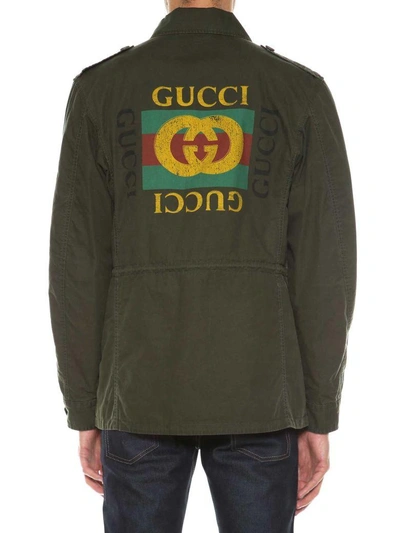 Shop Gucci Parka In Verde Militare