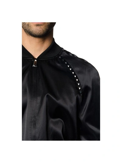 Shop Valentino Souvenir Rockstud Untitled Bomber Jacket In Black