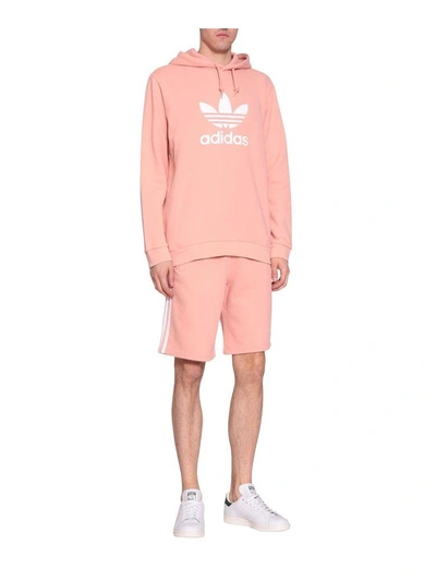 Shop Adidas Originals Trefoil Cotton Hoodie In Rosa