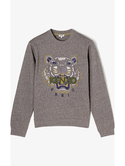 Shop Kenzo Melange Grey Tiger Sweatshirt