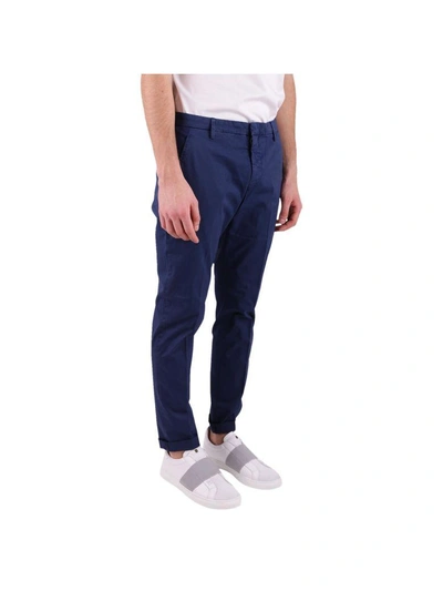 Shop Dondup Cotton Blend Trousers In Blue