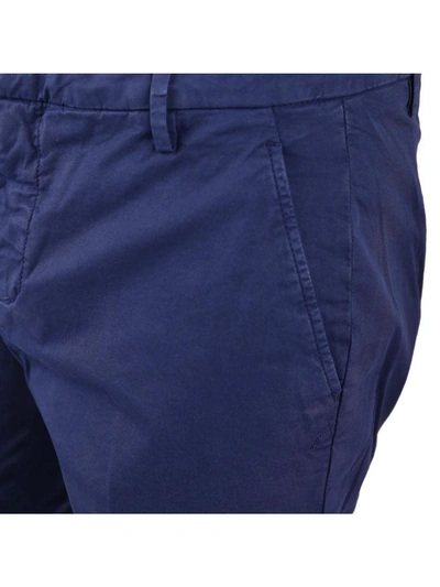 Shop Dondup Cotton Blend Trousers In Blue