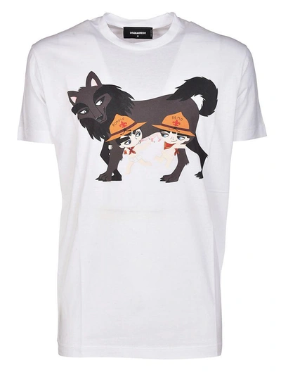 Shop Dsquared2 Wolf Print T-shirt In White