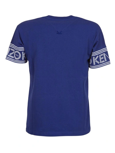 Shop Kenzo Logo T-shirt In Blu Bianco