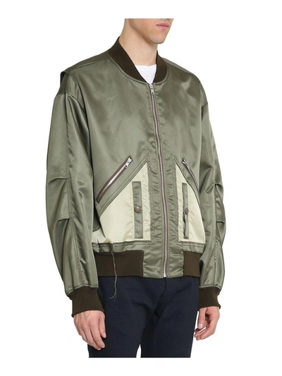 Shop Maison Margiela Cut-out Panelled Bomber Jacket In Verde