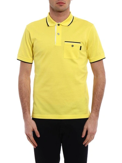 Shop Prada Polo Piquet Contrast In 88n Cedro+bianco