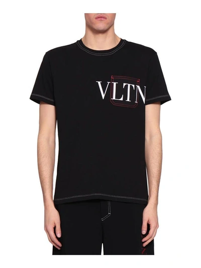 Shop Valentino Vltn Cotton T-shirt In Nero