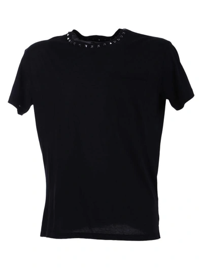 Shop Valentino Black Rockstud T-shirt