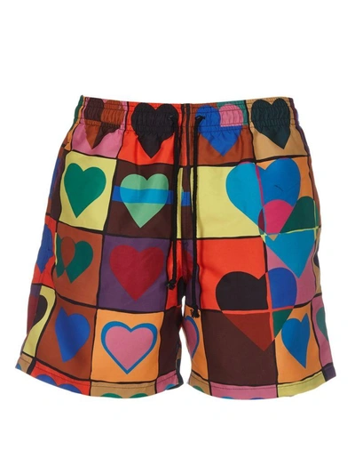 Shop Jw Anderson J.w. Anderson Printed Heart Track Shorts In Multicolor