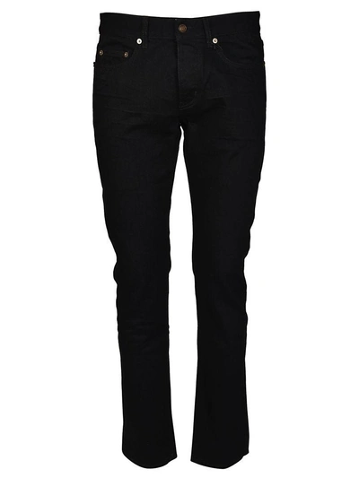 Shop Saint Laurent Slim Straight Trousers In Black