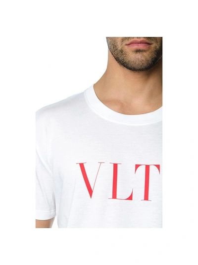 Shop Valentino White Cotton T-shirt With Vltn Logo