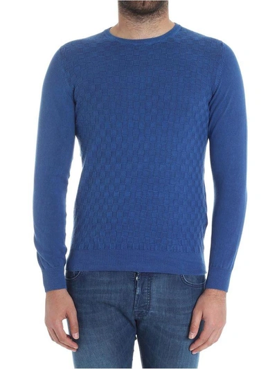 Shop Jeordies Checkered Pattern Sweatshirt In Blue