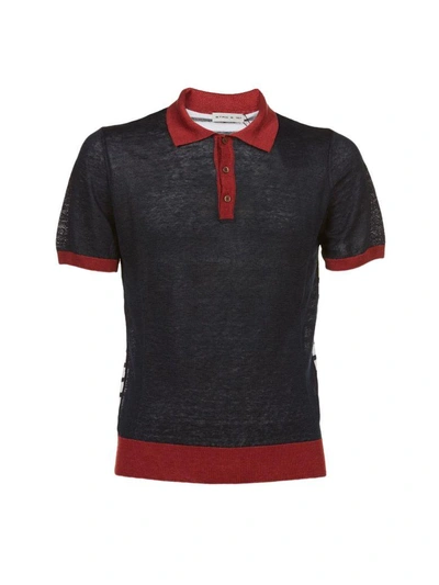 Shop Etro Color Block Polo Shirt In Blu/rosso