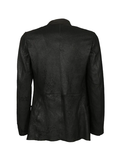 Shop Dacute Open Front Leather Jacket In Black